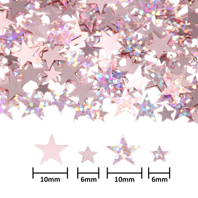 Hestya 60g Star Confetti Glitter Table Confetti Metallic Foil Stars for Christmas Party Wedding Festival Decorations(Glitter Rose Gold Set,10mm and 6mm) - Image 2